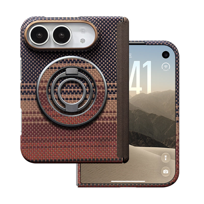 Aramid Fiber iPhone Duo Case: 1mm Thin, MagSafe & Auto-Retracting Hinge Protection