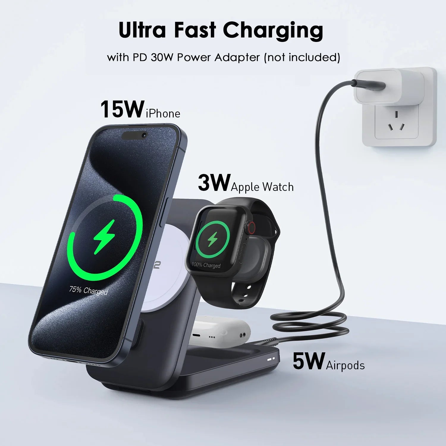 Zeera MagTri Qi2 MagSafe Ladegerät