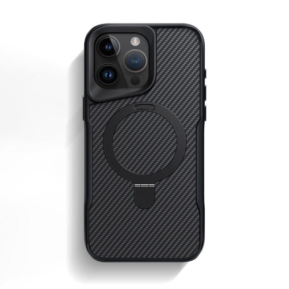 ZEERA MagDefender Pro: MagSafe Kickstand Case with Carbon Fiber Texture for iPhone 17 Air, iPhone 17 Pro Max