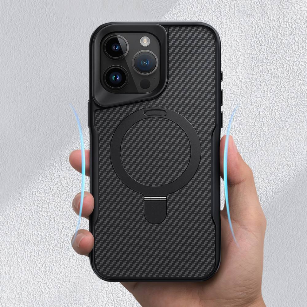 ZEERA MagDefender Pro: MagSafe Kickstand Case with Carbon Fiber Texture for iPhone 17 Air, iPhone 17 Pro Max