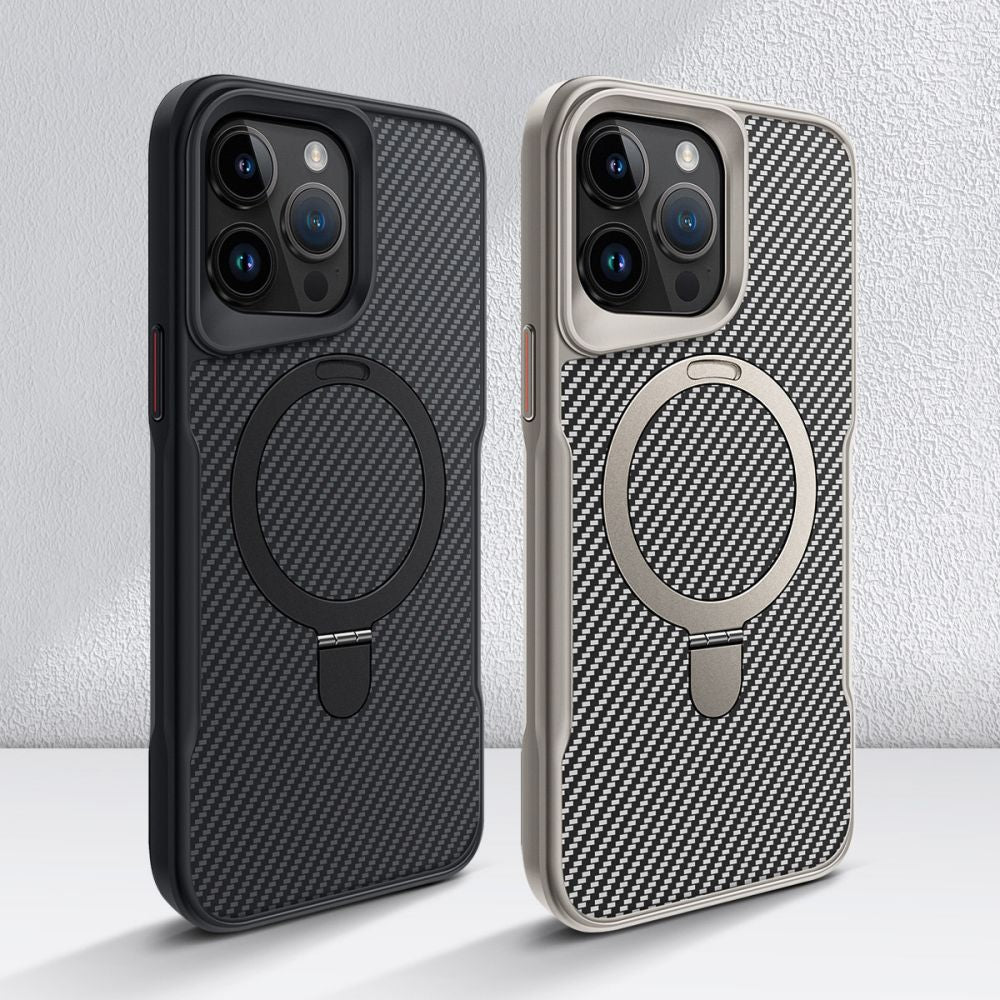 ZEERA MagDefender Pro: MagSafe Kickstand Case with Carbon Fiber Texture for iPhone 17 Air, iPhone 17 Pro Max