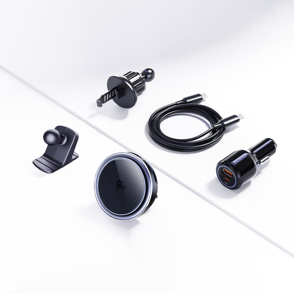 premium aluminum alloy magnetic car charger for iPhone Qi2 support