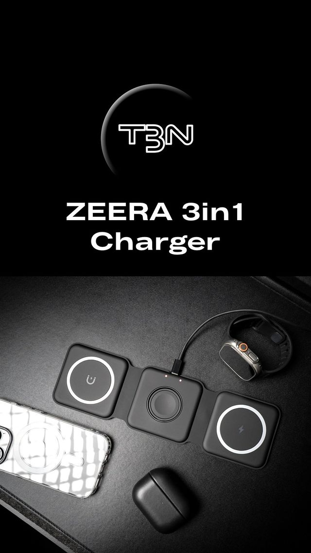 ZEERA MegFold: World’s Most Portable 3-in-1 Foldable Travel MagSafe Wireless Charger for iPhone 14,Apple Watch & AirPods
