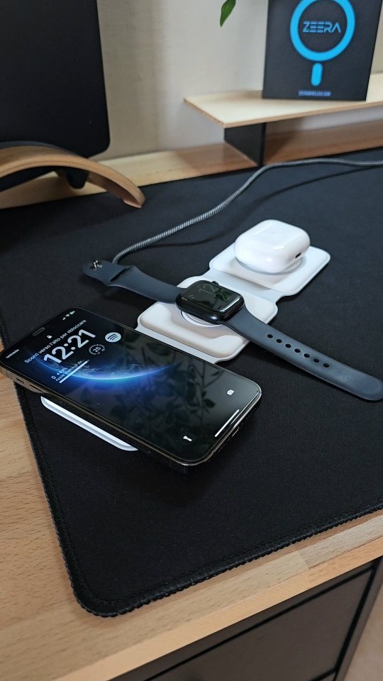 Charge on the go with the world's most portable 3-in-1 wireless charger! 🚀