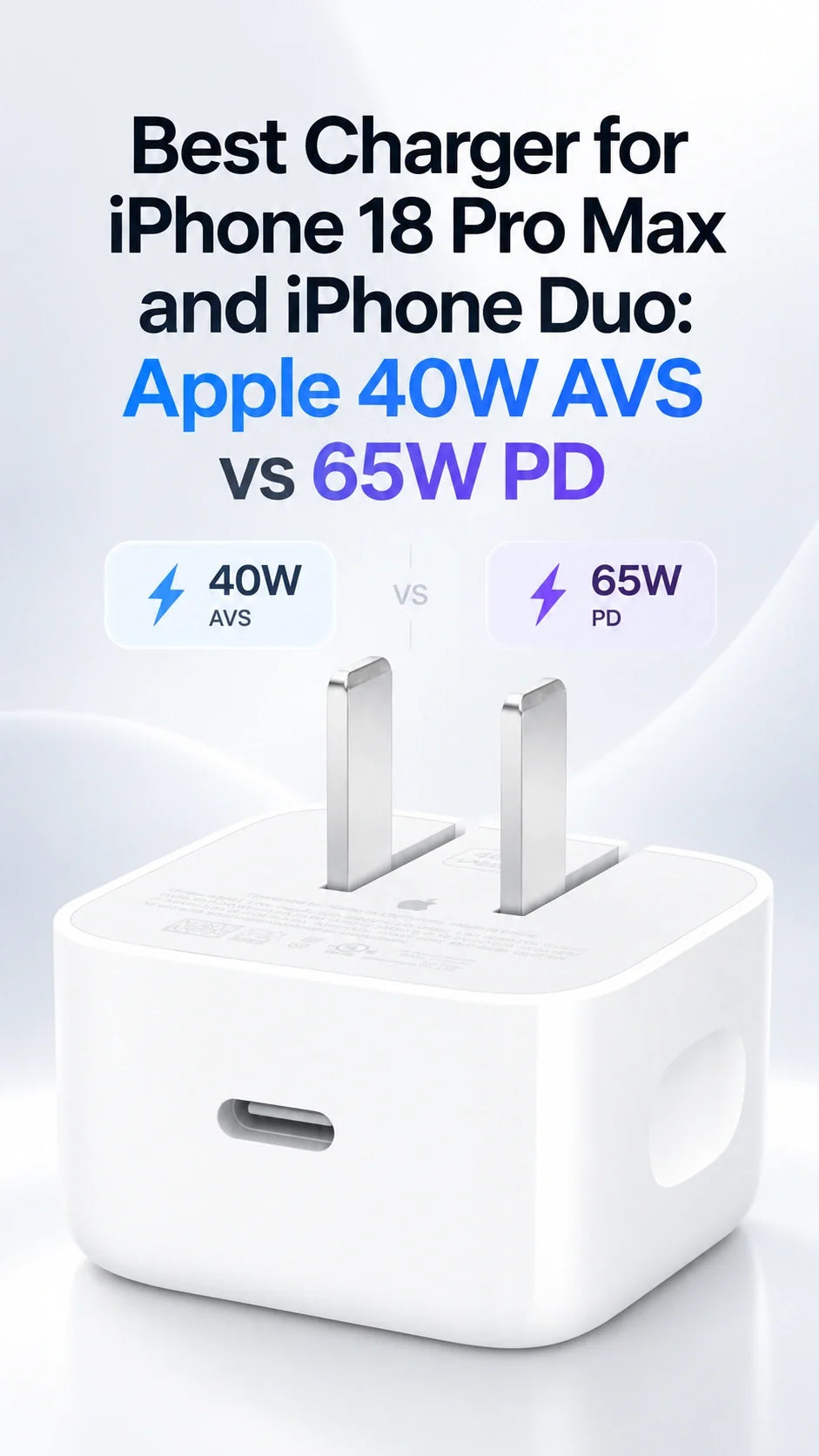 Best Charger for iPhone 18 Pro Max and iPhone Duo: Apple 40W AVS vs 65W PD