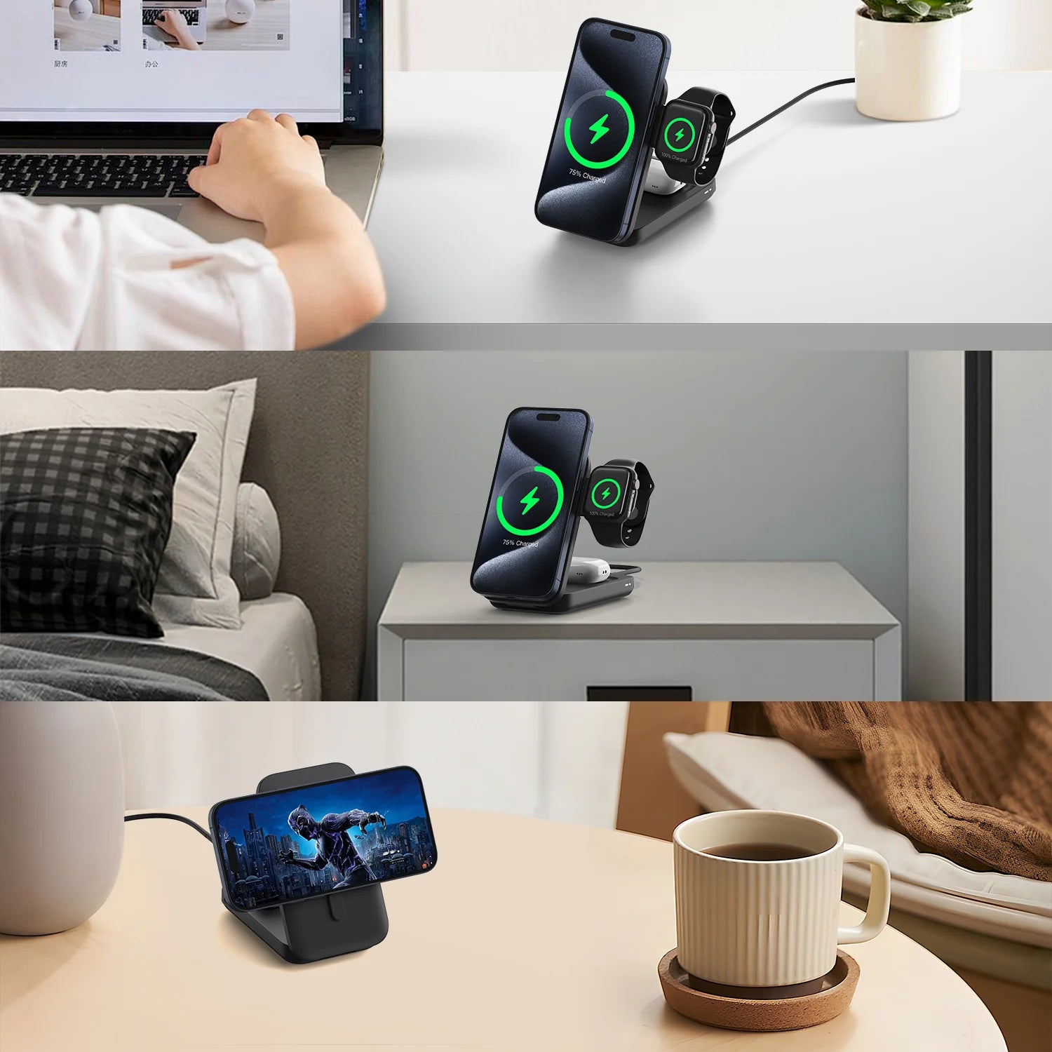 شاحن Zeera MagTri Qi2 MagSafe