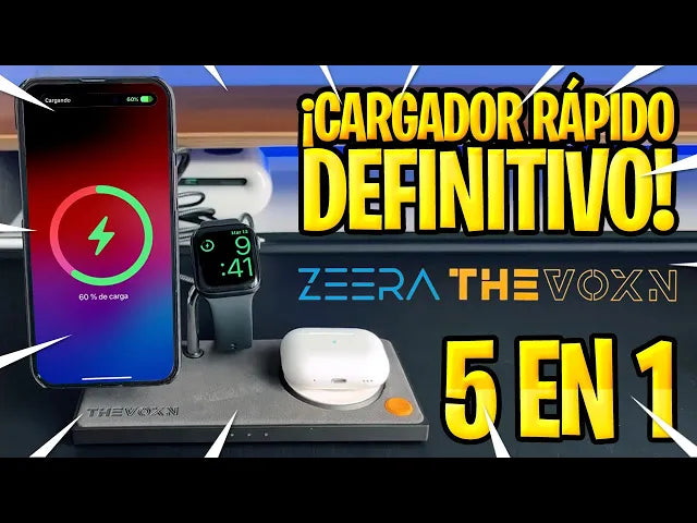 MEGA CARGADOR INALÁMBRICO PARA TU iPHONE, APPLE WATCH Y AIRPODS 🎁 Zeera THEVOXN 5 in 1 Dual MagSafe