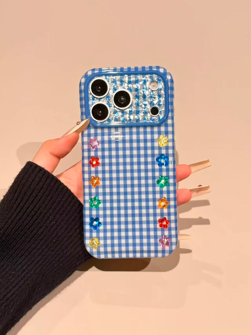 ZEERA Blue Plaid Floral case for iPhone 17 Pro and 18 Pro series