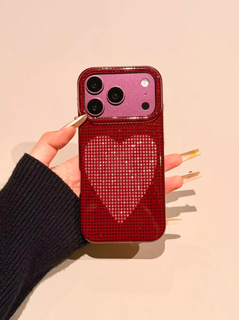 ZEERA Red Glitter Heart case for iPhone 17 Pro and 18 Pro series