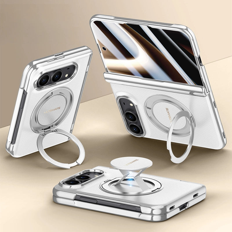 ZEERA FoldFlex Pro Case for iPhone Duo: MagSafe Ring Stand with Auto-Retracting Silicone Finger Strap & Hinge Protection