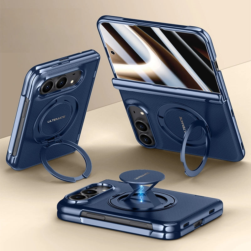 ZEERA FoldFlex Pro Case for iPhone Duo: MagSafe Ring Stand with Auto-Retracting Silicone Finger Strap & Hinge Protection