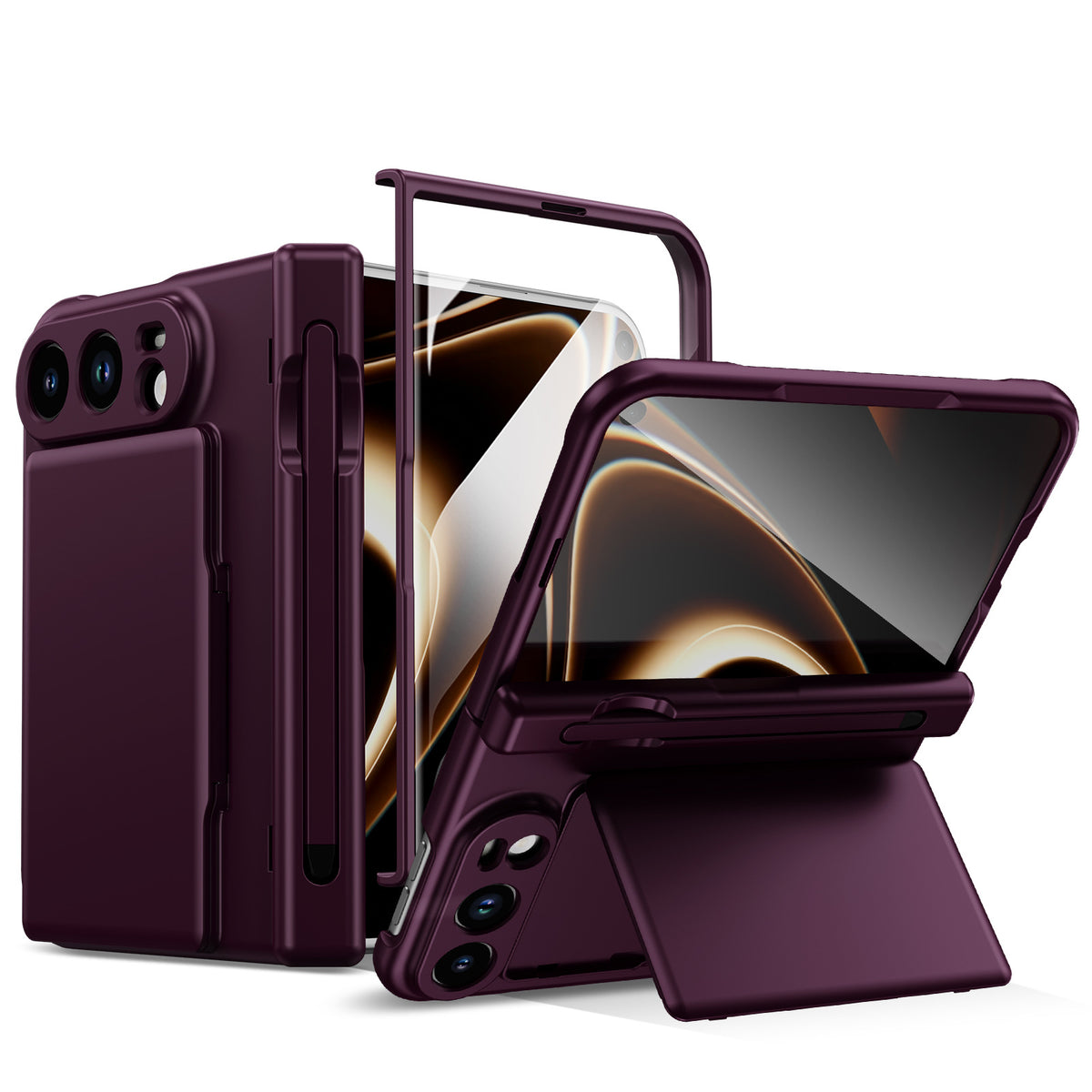 ZEERA FoldFolio Pro Case for iPhone Duo: 2-Card Wallet Kickstand Case with Stylus, Screen Protector & Hinge Protection