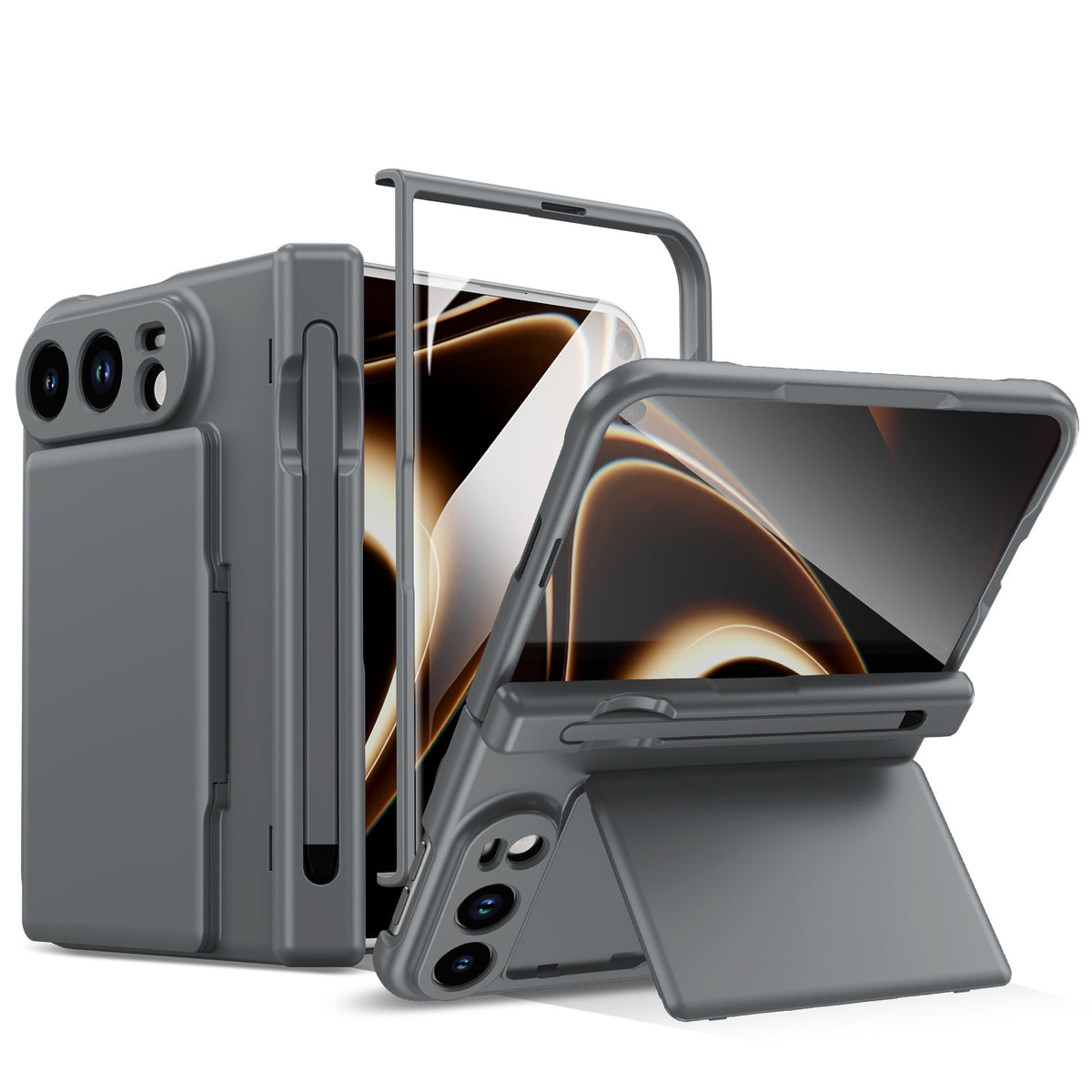 ZEERA FoldFolio Pro Case for iPhone Duo: 2-Card Wallet Kickstand Case with Stylus, Screen Protector & Hinge Protection