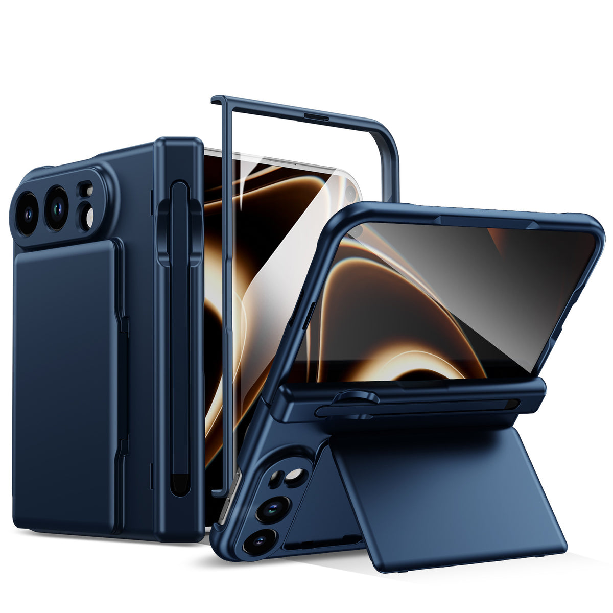 ZEERA FoldFolio Pro Case for iPhone Duo: 2-Card Wallet Kickstand Case with Stylus, Screen Protector & Hinge Protection