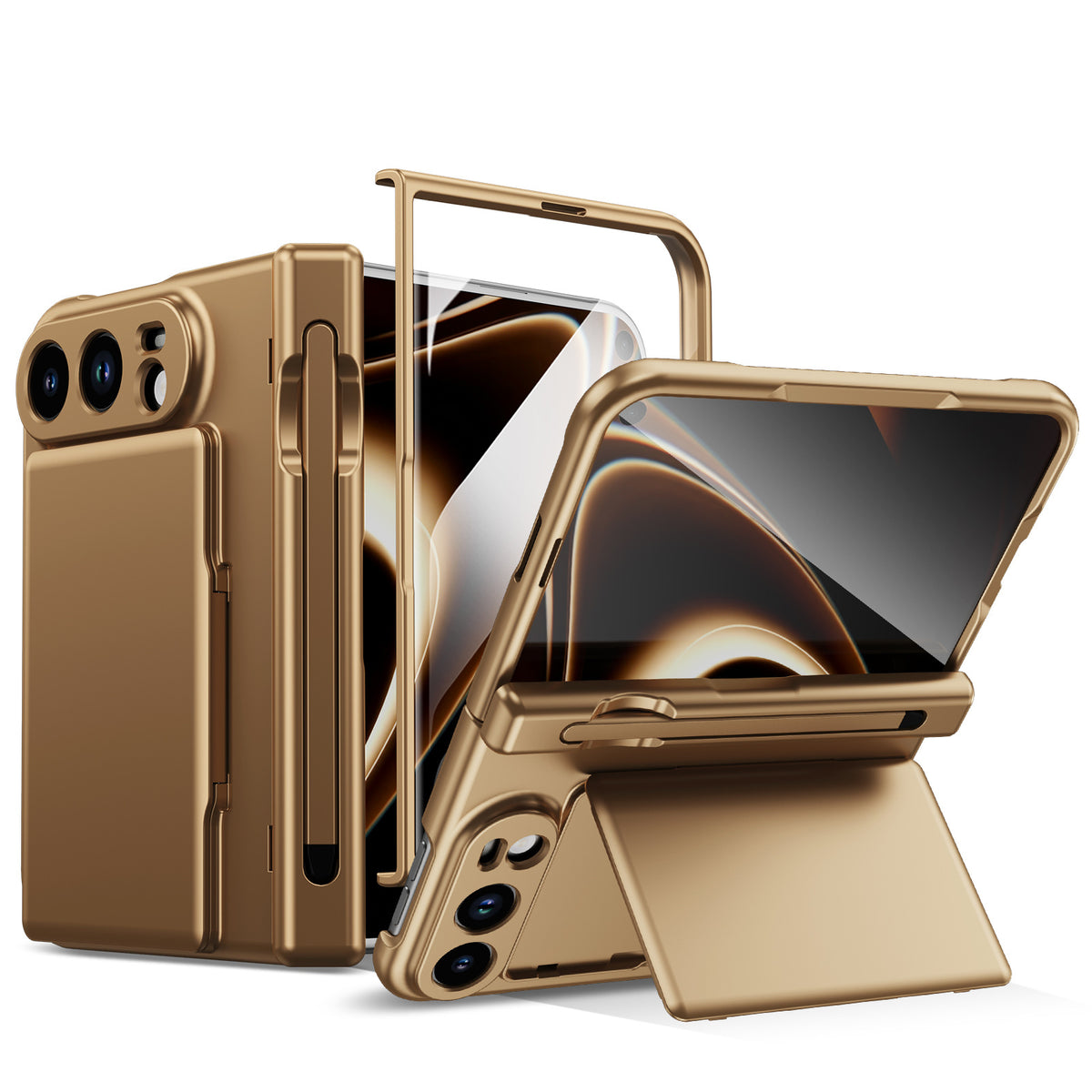 ZEERA FoldFolio Pro Case for iPhone Duo: 2-Card Wallet Kickstand Case with Stylus, Screen Protector & Hinge Protection