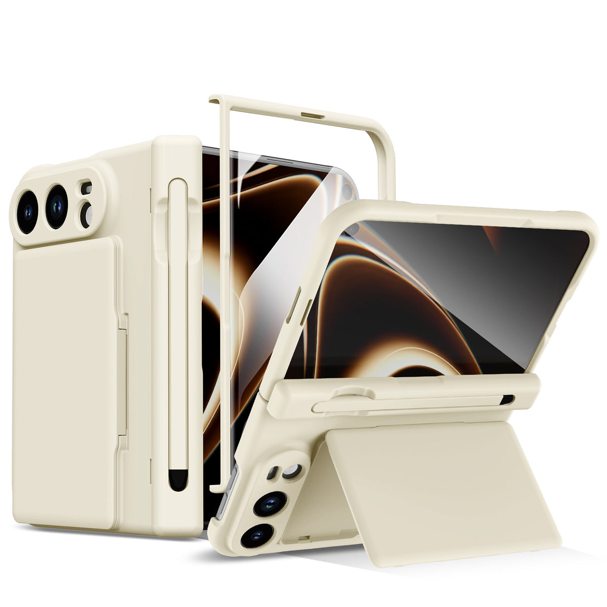 ZEERA FoldFolio Pro Case for iPhone Duo: 2-Card Wallet Kickstand Case with Stylus, Screen Protector & Hinge Protection