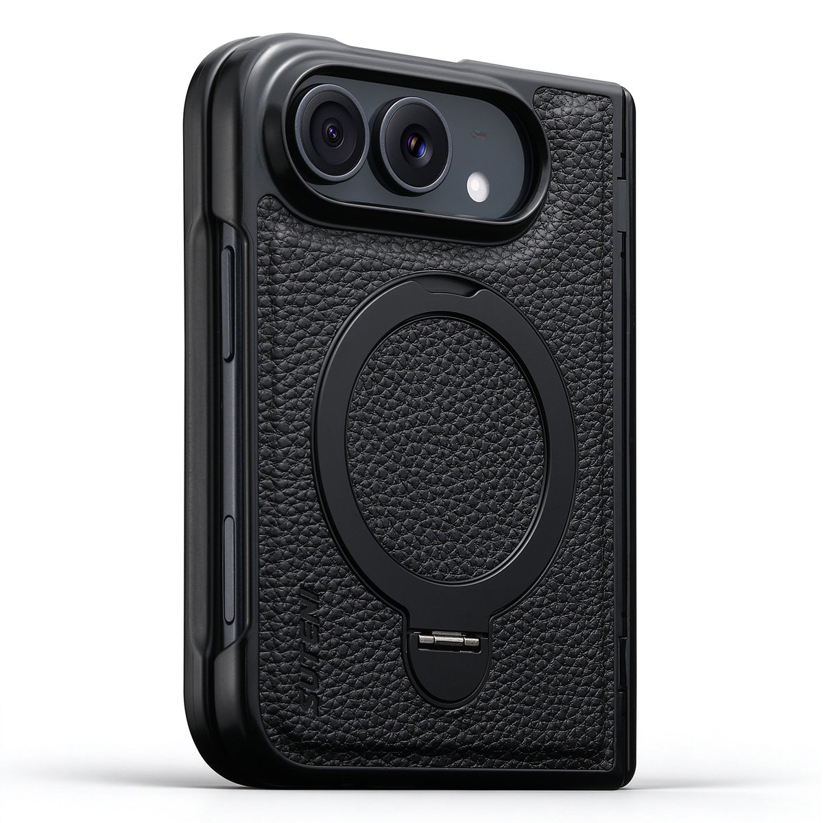 ZEERA FoldGrain Pro Case for iPhone Duo: Pebbled Leather MagSafe Case with Hinge Protection, Built-In Screen Protector & Kickstand