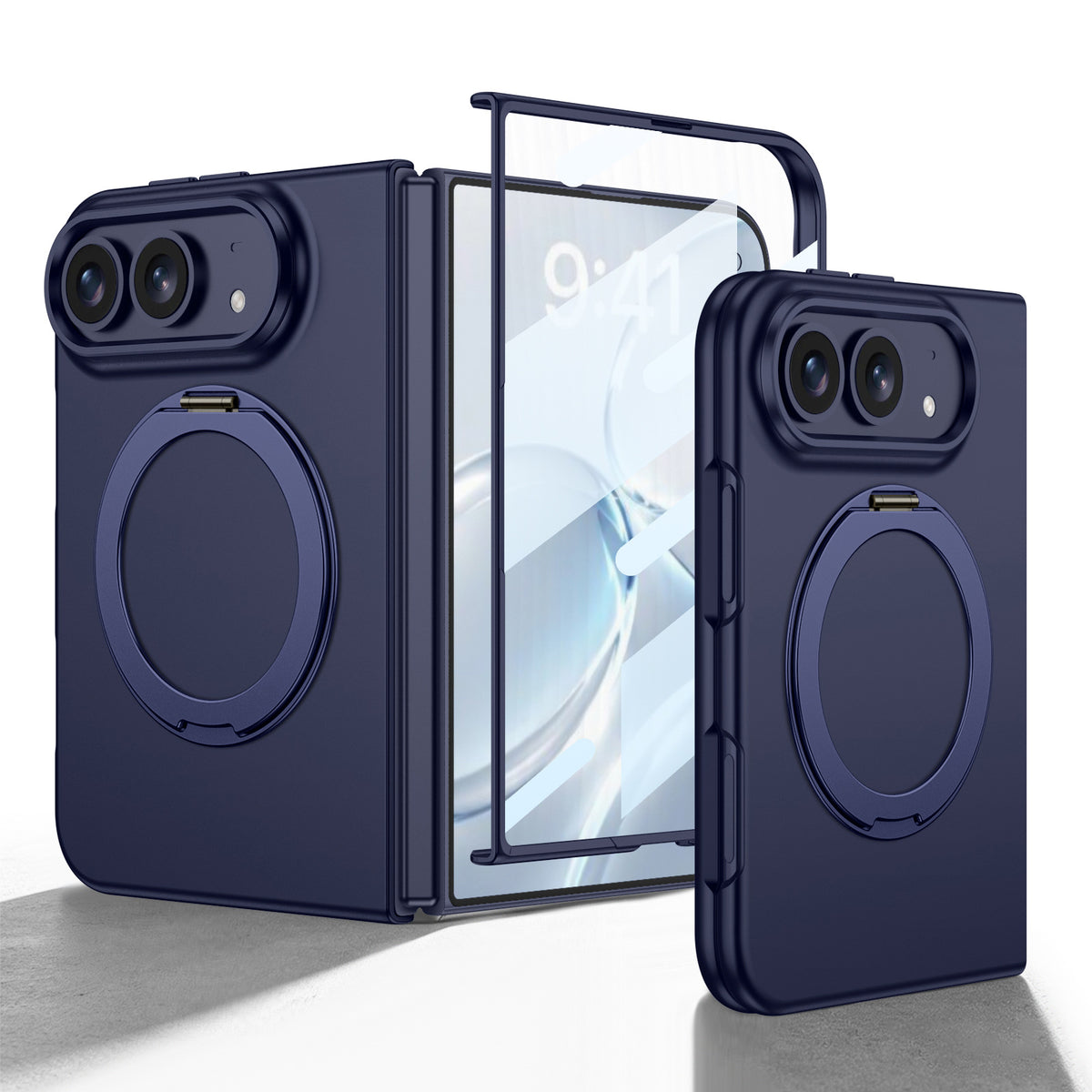 ZEERA FoldPivot Pro Case for iPhone Duo: Slim MagSafe Case with 360° Rotating Stand & Built-In Screen Protector
