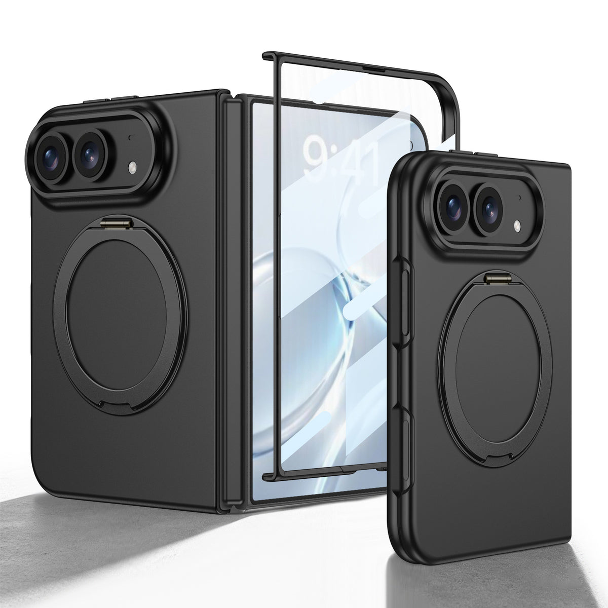 ZEERA FoldPivot Pro Case for iPhone Duo: Slim MagSafe Case with 360° Rotating Stand & Built-In Screen Protector