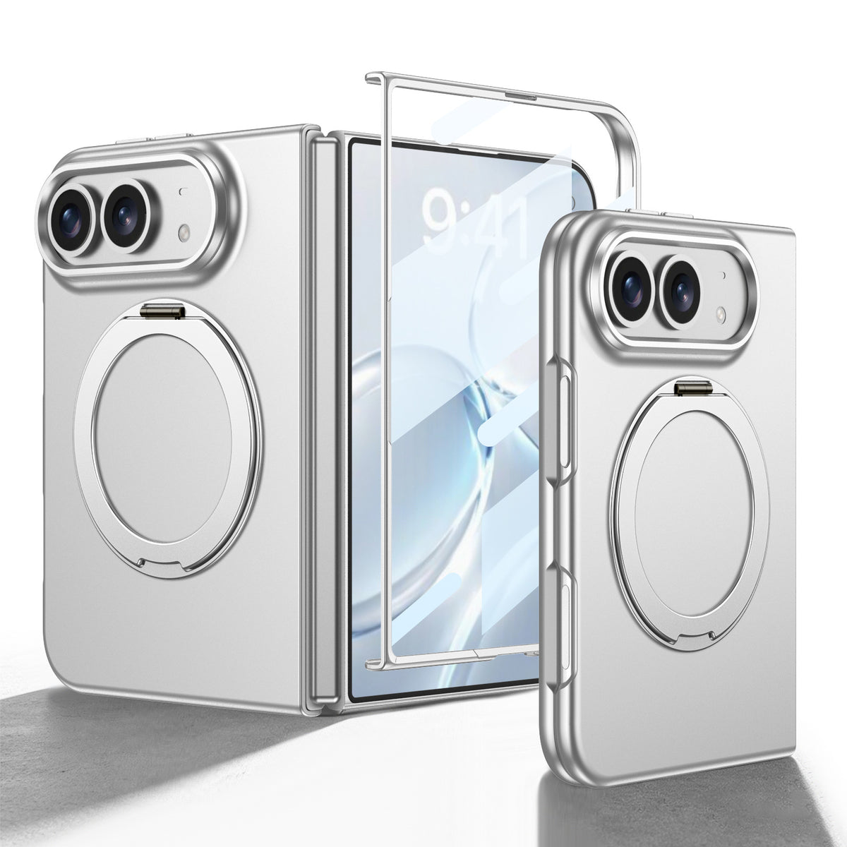 ZEERA FoldPivot Pro Case for iPhone Duo: Slim MagSafe Case with 360° Rotating Stand & Built-In Screen Protector