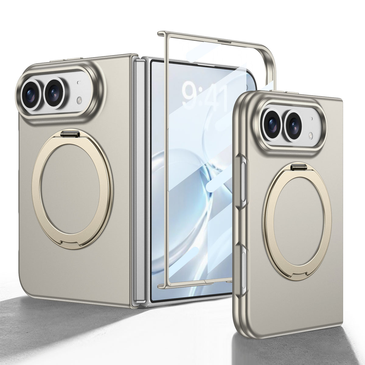 ZEERA FoldPivot Pro Case for iPhone Duo: Slim MagSafe Case with 360° Rotating Stand & Built-In Screen Protector