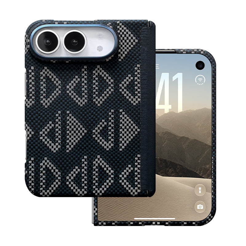 ZEERA FoldShield Pro Case for iPhone Duo: 1mm Ultra-Thin Aramid Fiber MagSafe Case with Auto-Retracting Leather Hinge Cover