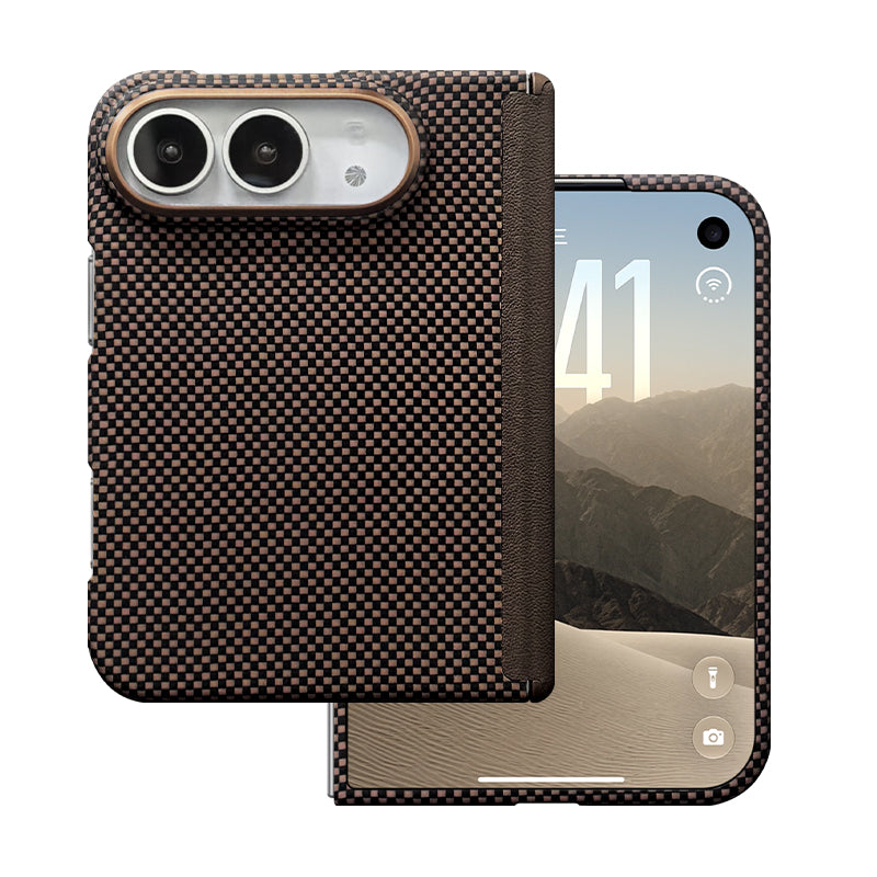 ZEERA FoldShield Pro Case for iPhone Duo: 1mm Ultra-Thin Aramid Fiber MagSafe Case with Auto-Retracting Leather Hinge Cover