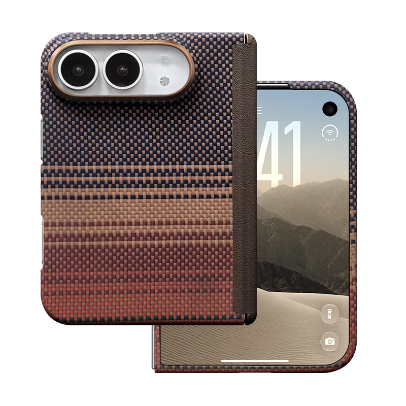 ZEERA FoldShield Pro Case for iPhone Duo: 1mm Ultra-Thin Aramid Fiber MagSafe Case with Auto-Retracting Leather Hinge Cover