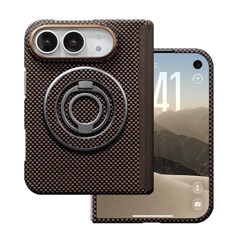 ZEERA FoldShield Pro Case for iPhone Duo: 1mm Ultra-Thin Aramid Fiber MagSafe Case with Auto-Retracting Leather Hinge Cover