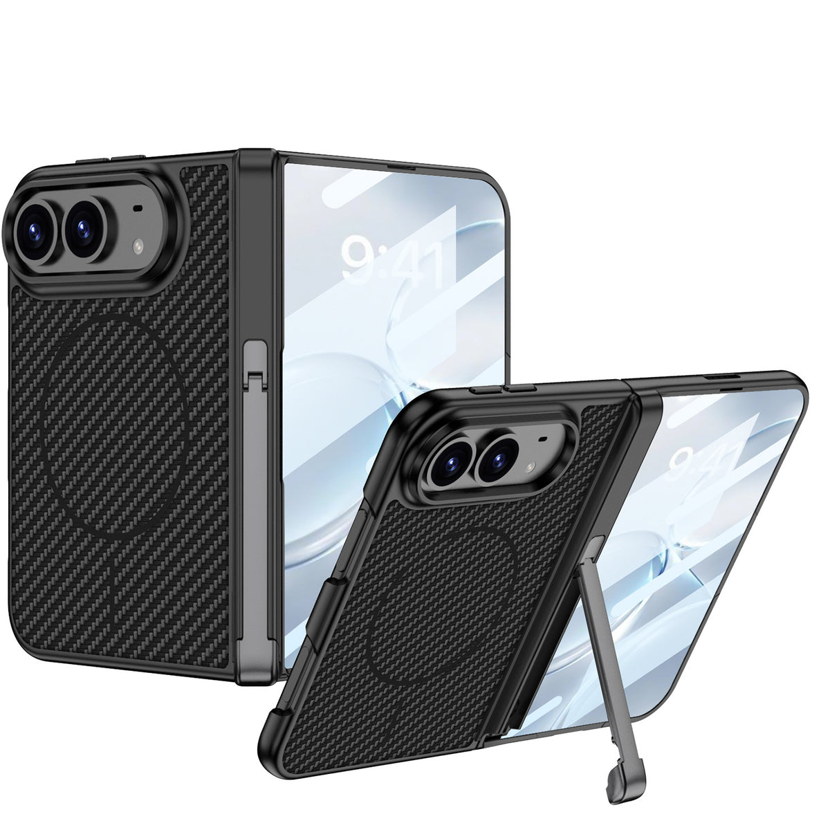 ZEERA FoldStand Pro Case for iPhone Duo: MagSafe Full-Cover Case with 2-Way Hinge Stand & Screen Protector