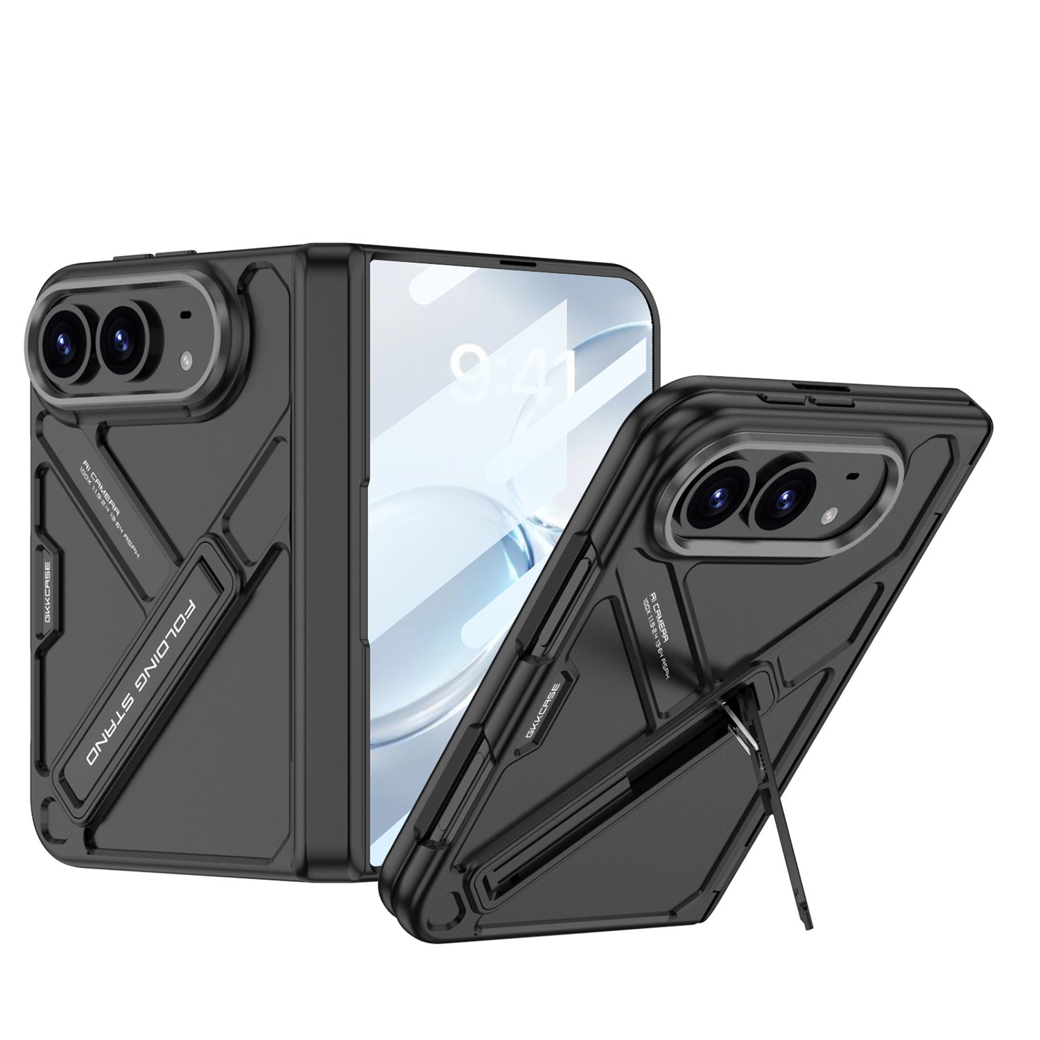 ZEERA FoldTitan Pro Case for iPhone Duo: Rugged Full-Cover Case with Screen Protector & Built-In Kickstand
