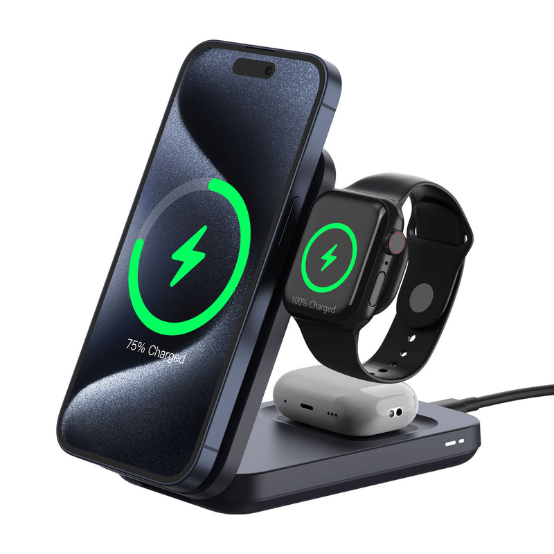ZEERA MegFold: il caricabatterie wireless MagSafe da viaggio pieghevole 3 in 1 più portatile al mondo per iPhone 15, Apple Watch e AirPods 