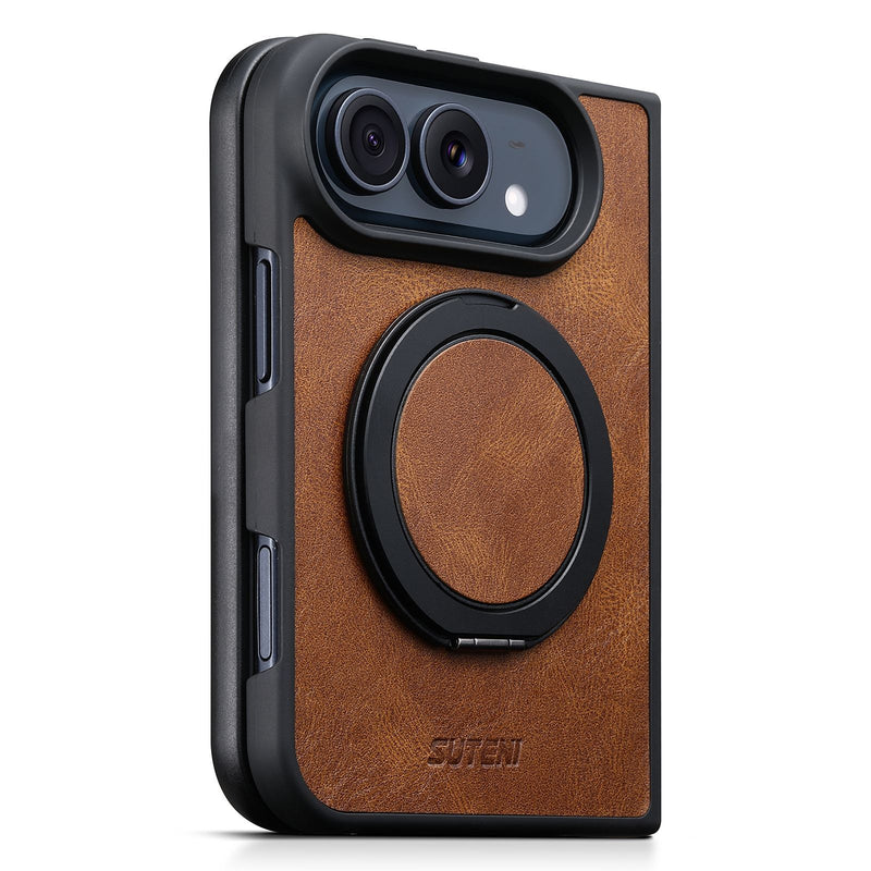 ZEERA FoldLuxe Pro iPhone Duo 케이스 | PU 가죽 스타일 MagSafe 360° 링 스탠드 케이스 | 제품 사진