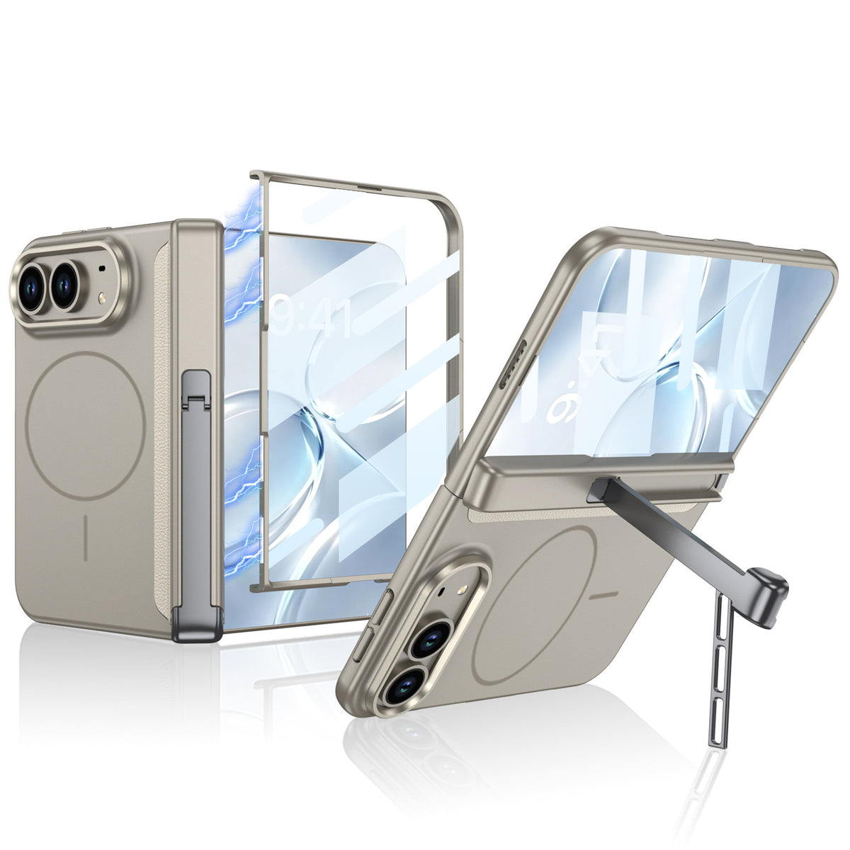 ZEERA FoldStand Pro Case for iPhone Duo: MagSafe Full-Cover Case with 2-Way Hinge Stand & Screen Protector