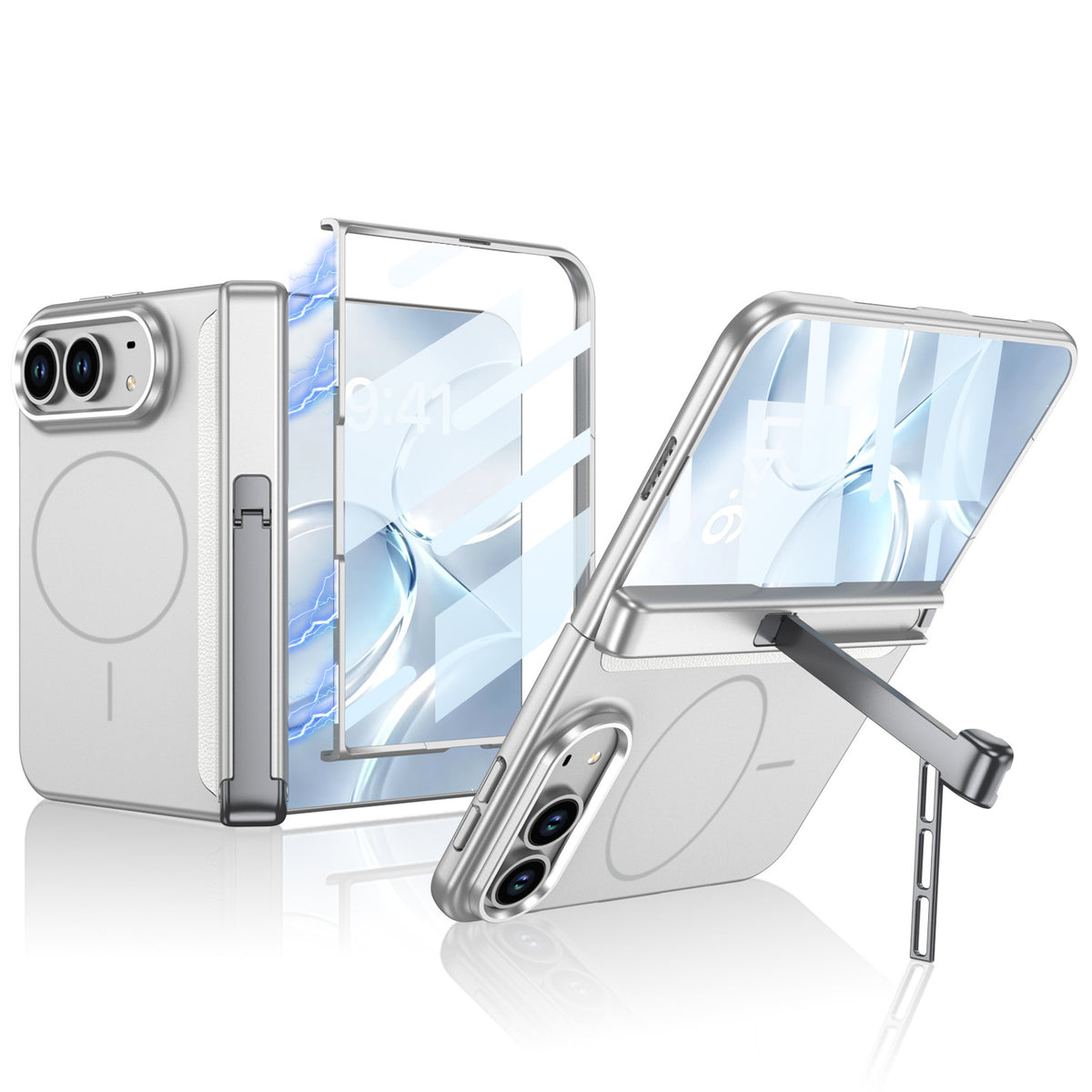 ZEERA FoldStand Pro Case for iPhone Duo: MagSafe Full-Cover Case with 2-Way Hinge Stand & Screen Protector