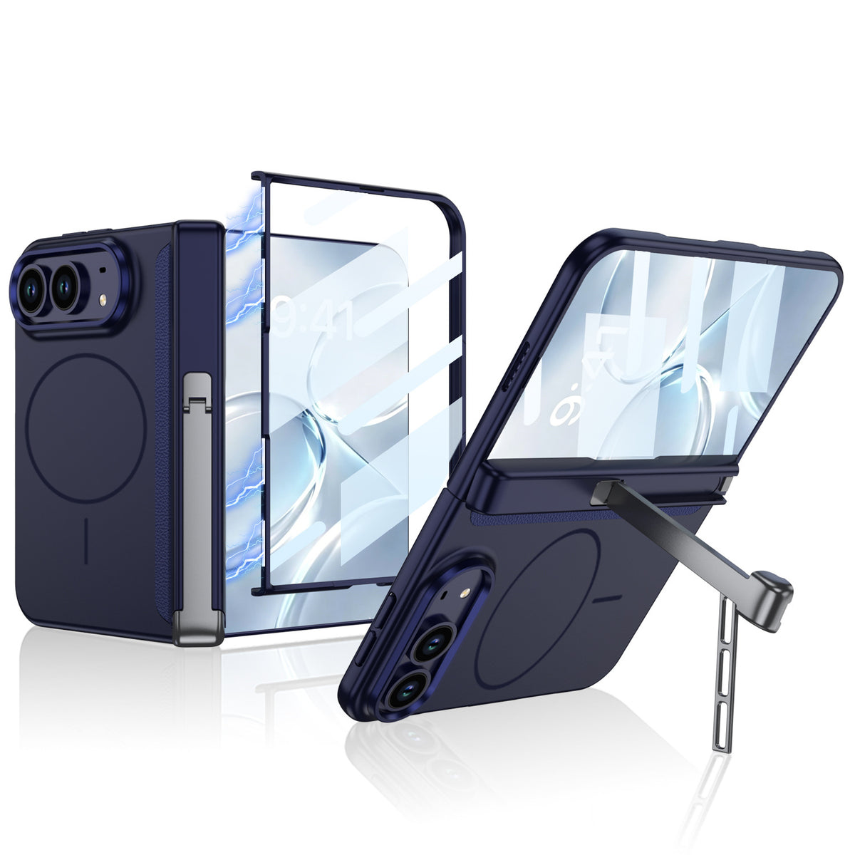 ZEERA FoldStand Pro Case for iPhone Duo: MagSafe Full-Cover Case with 2-Way Hinge Stand & Screen Protector