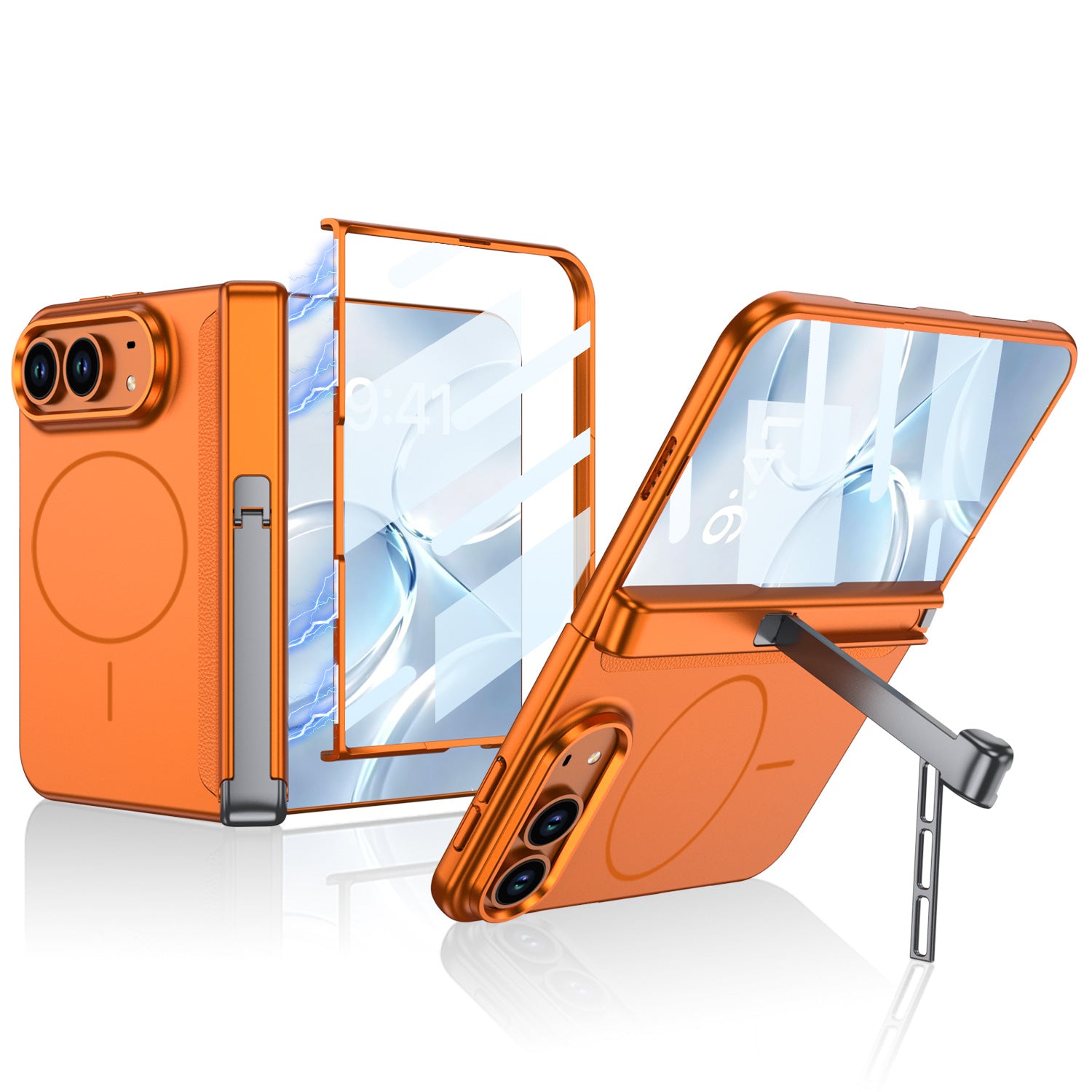 ZEERA FoldStand Pro Case for iPhone Duo: MagSafe Full-Cover Case with 2-Way Hinge Stand & Screen Protector