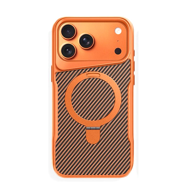 ZEERA MagDefender Pro: MagSafe Kickstand Case with Carbon Fiber Texture for iPhone 17 Air, iPhone 17 Pro Max iPhone 17 / Orange ZEERA MagDefender Pro: MagSafe Kickstand Case with Carbon Fiber Texture for iPhone 17 Air, iPhone 17 Pro Max iPhone 17 / Orange