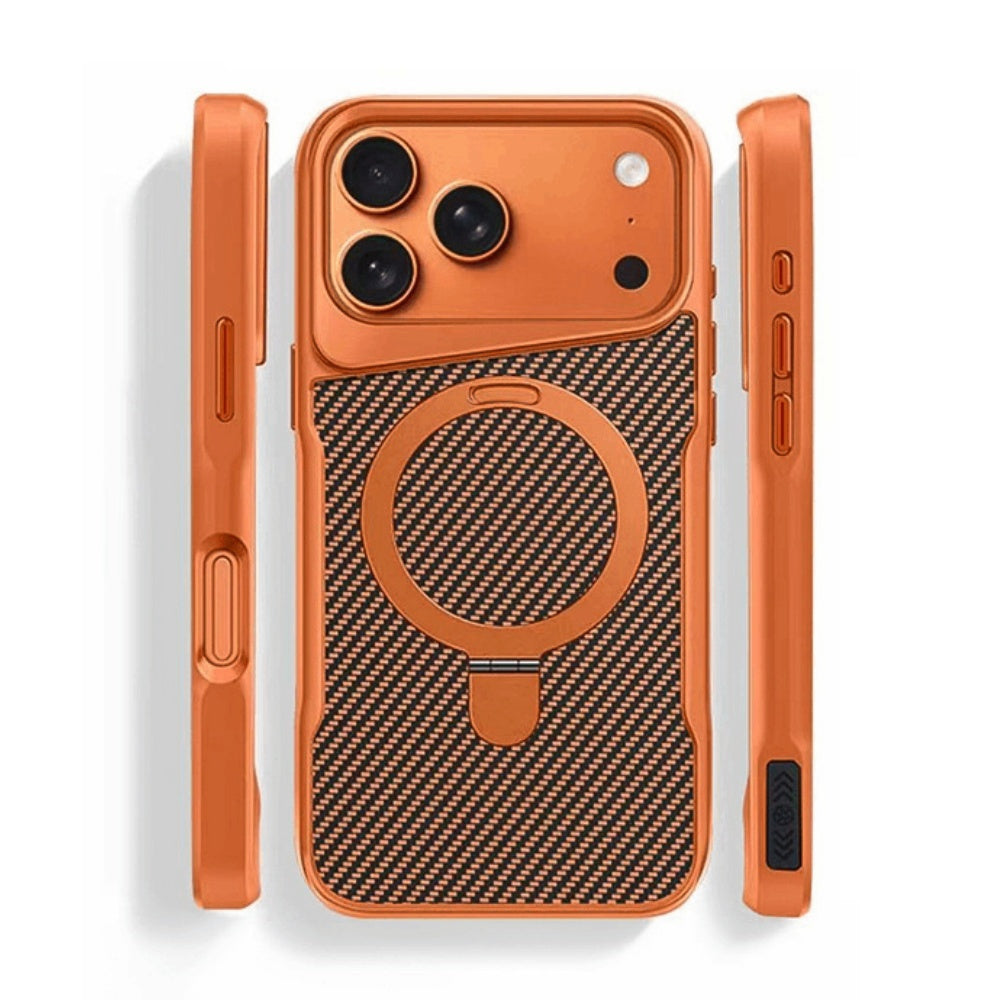 ZEERA MagDefender Pro: MagSafe Kickstand Case with Carbon Fiber Texture for iPhone 17 Pro Max, iPhone 18 Pro Max