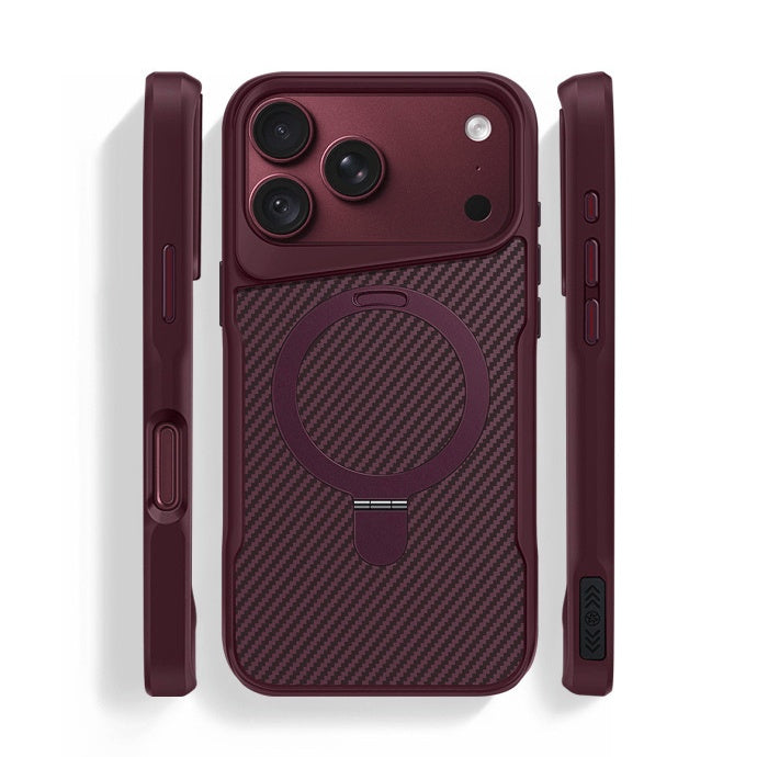 ZEERA MagDefender Pro: MagSafe Kickstand Case with Carbon Fiber Texture for iPhone 17 Pro Max, iPhone 18 Pro Max