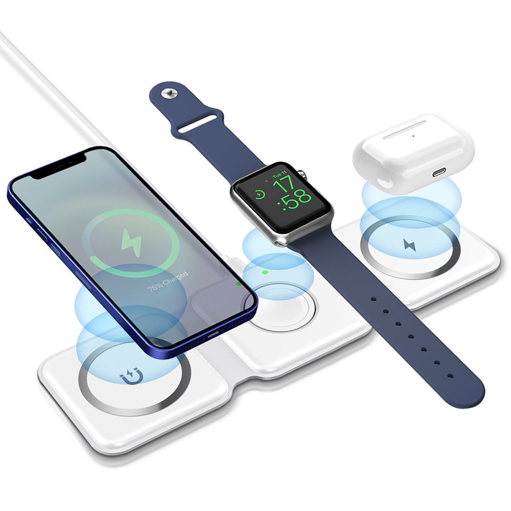 ZEERA MegFold: iPhone 15、Apple Watch、AirPods 用の世界で最もポータブルな 3-in-1 折りたたみ式トラベル MagSafe ワイヤレス充電器