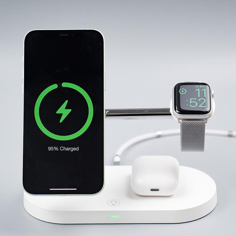 ZEERA 5-in-1 デスクトップ MagSafe 充電スタンド iPhone 15、14、13、12、11 シリーズ & AirPods & Apple Watch 用